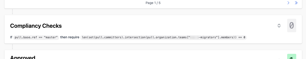Pull request compliance check on restricted committers